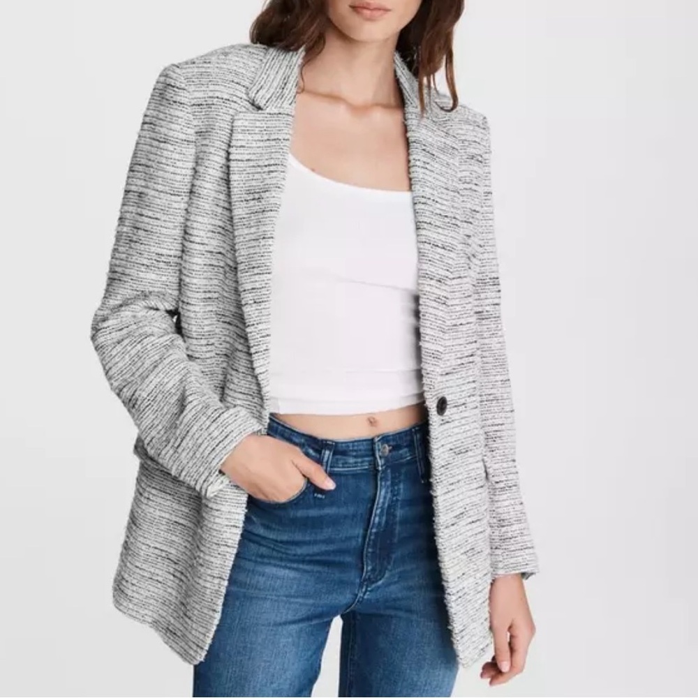rag & bone Heathered White and Black Tweed Blazer